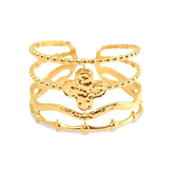 Blume Ring - in Gold aus Stainless Steel