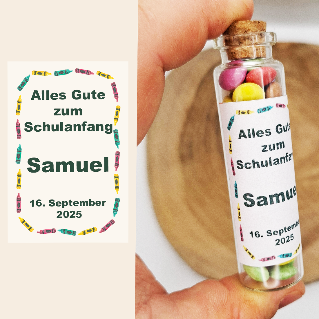Mini Smarties Glas mit Wunschnamen & Datum