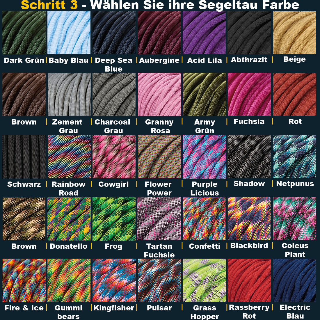 Segeltau Farben - Auswahl
