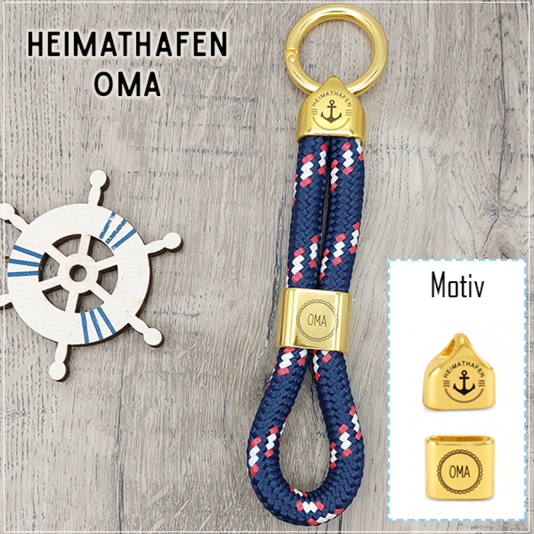 Heimathafen Oma | Schlüsselanhänger in Gold