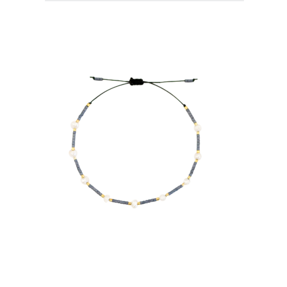 Fusskettchen Pearl Miyuki Blue Anthracite