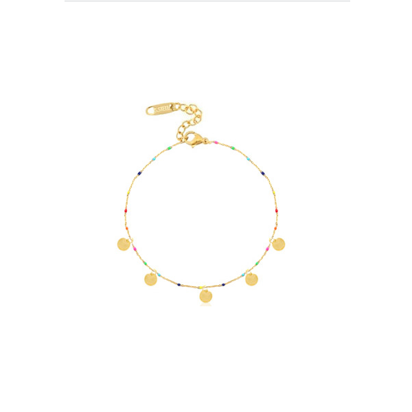 Münzen Fusskettchen in Regenbogen Gold | Stainless Steel