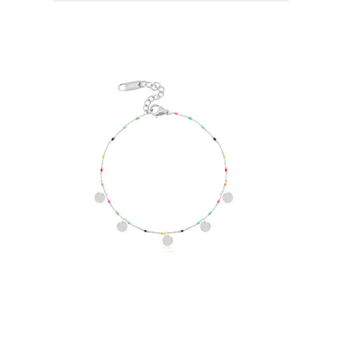 Münzen Fusskettchen in Regenbogen Silber | Stainless Steel