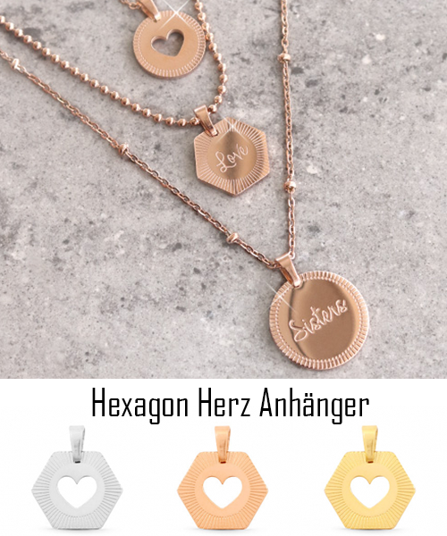 Hexagon Herz - Halskette für Damen