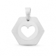 Hexagon Herz Silber