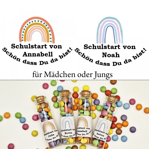 Perfektes Geschenk zum Schulstart - Segeltau Schlüsselanhänger und Mini Glas mit Motiv