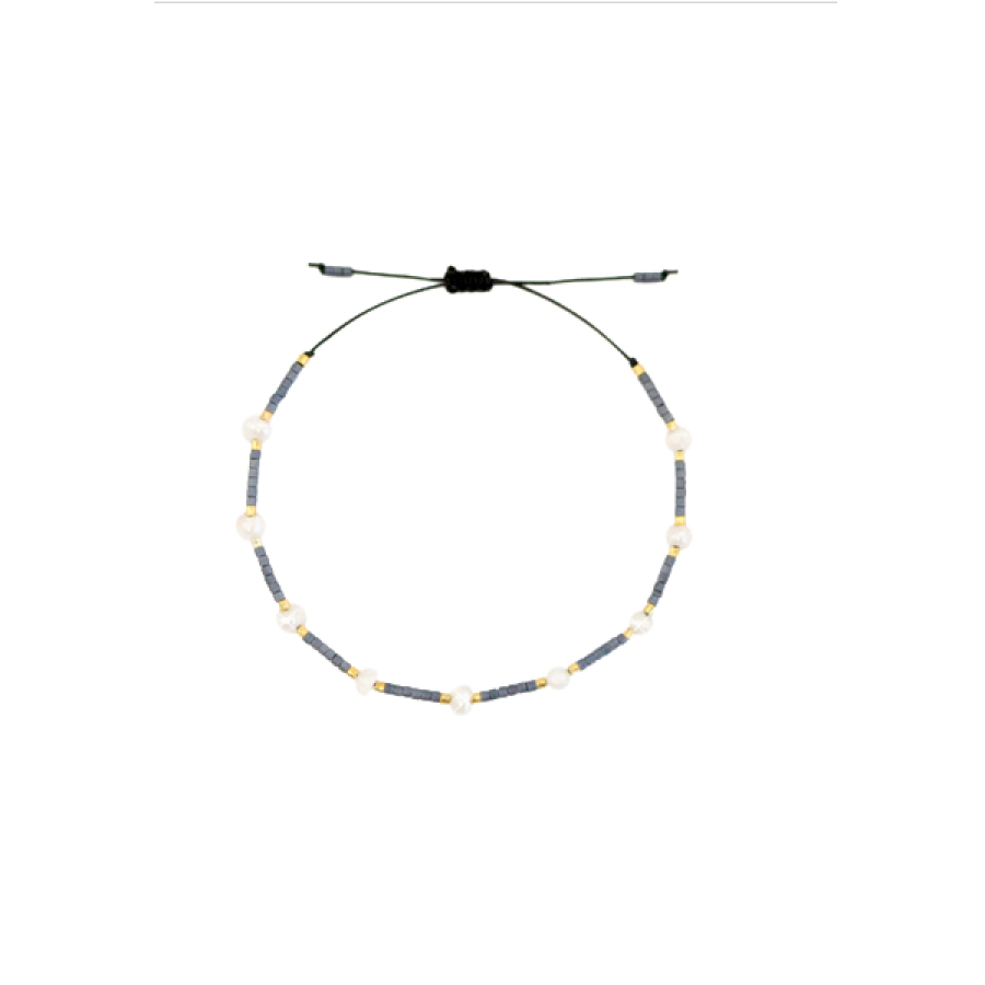 Fusskettchen Pearl Miyuki Blue Anthracite