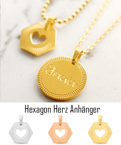 Hexagon Herz - Halskette für Damen