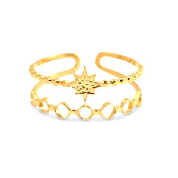 Sternen Ring - in Gold aus Stainless Steel
