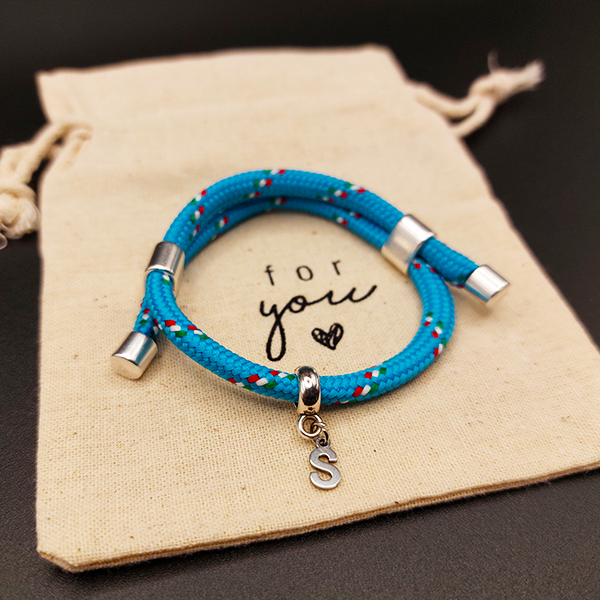 Armband mit Buchstabe S | Neon Blue